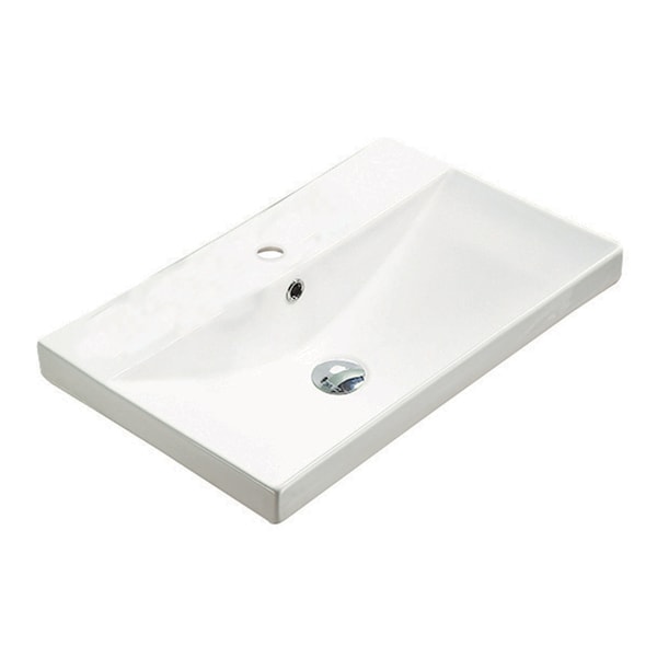 23.86 W 1 Hole Ceramic Top Set In White Color, Overflow Drain Incl.